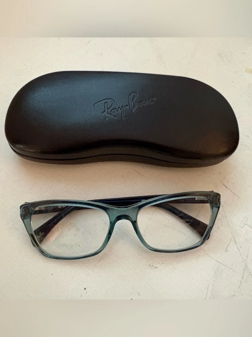 Ray-Ban Black Case with Green-Tinted Frame Glasses